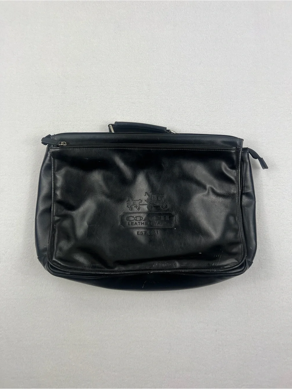 Coach Leatherwear League Messenger Commuter Black Bag Front Flap Magnet Front